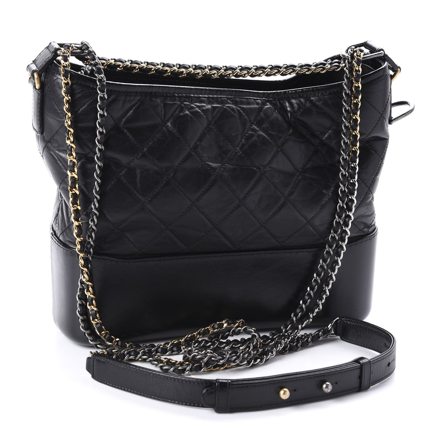 Aged Calfskin Quilted Medium Gabrielle Hobo Black