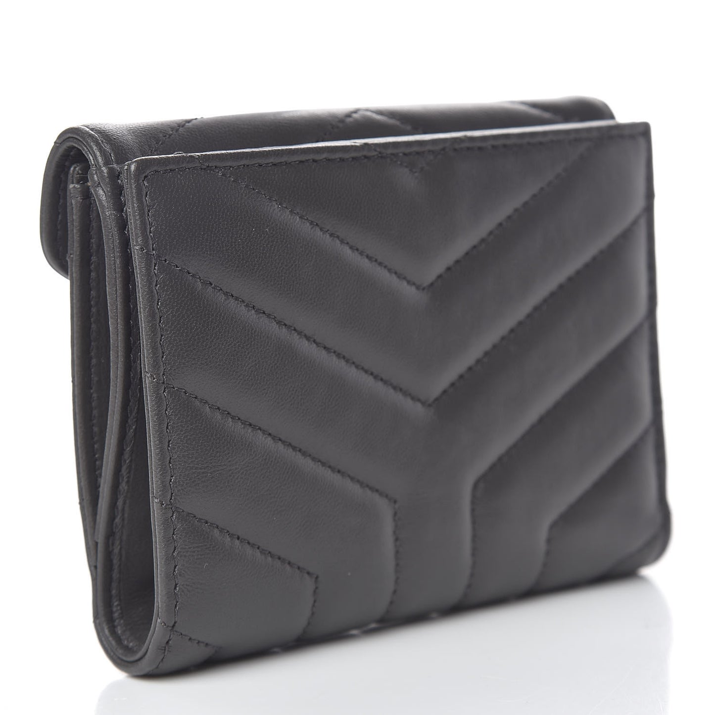 Lambskin Y Quilted Monogram Compact Loulou Wallet Asphalt