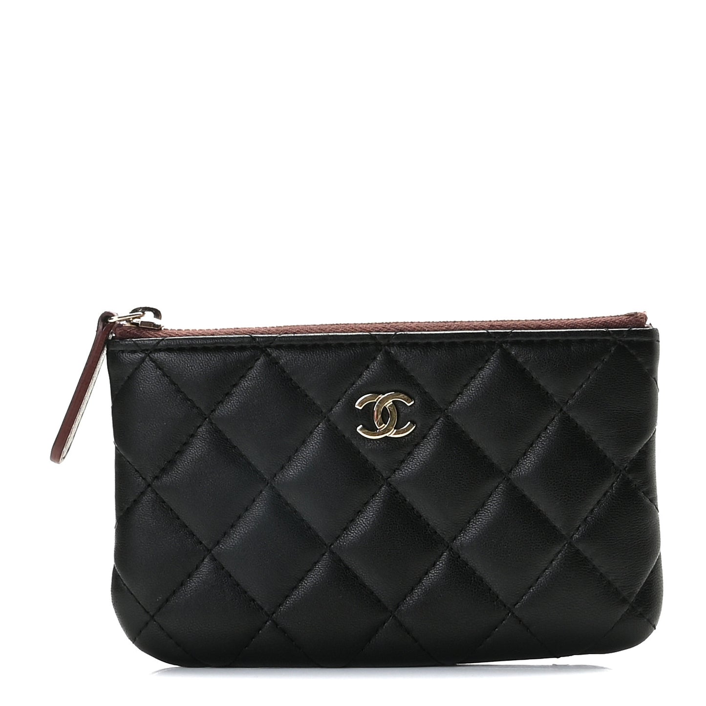 Lambskin Quilted Small Cosmetic Case Black
