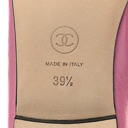 Chanel Laminated Crumpled Lambskin Cap Toe CC Ballerina Flats 39.5 Pink Black 7 of 10