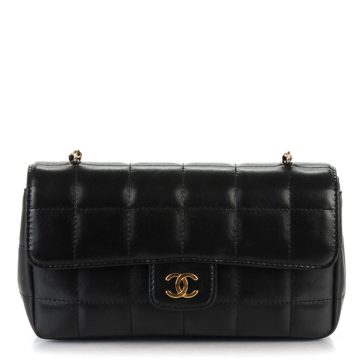 Lambskin Quilted Mini Chocolate Bar Flap Black