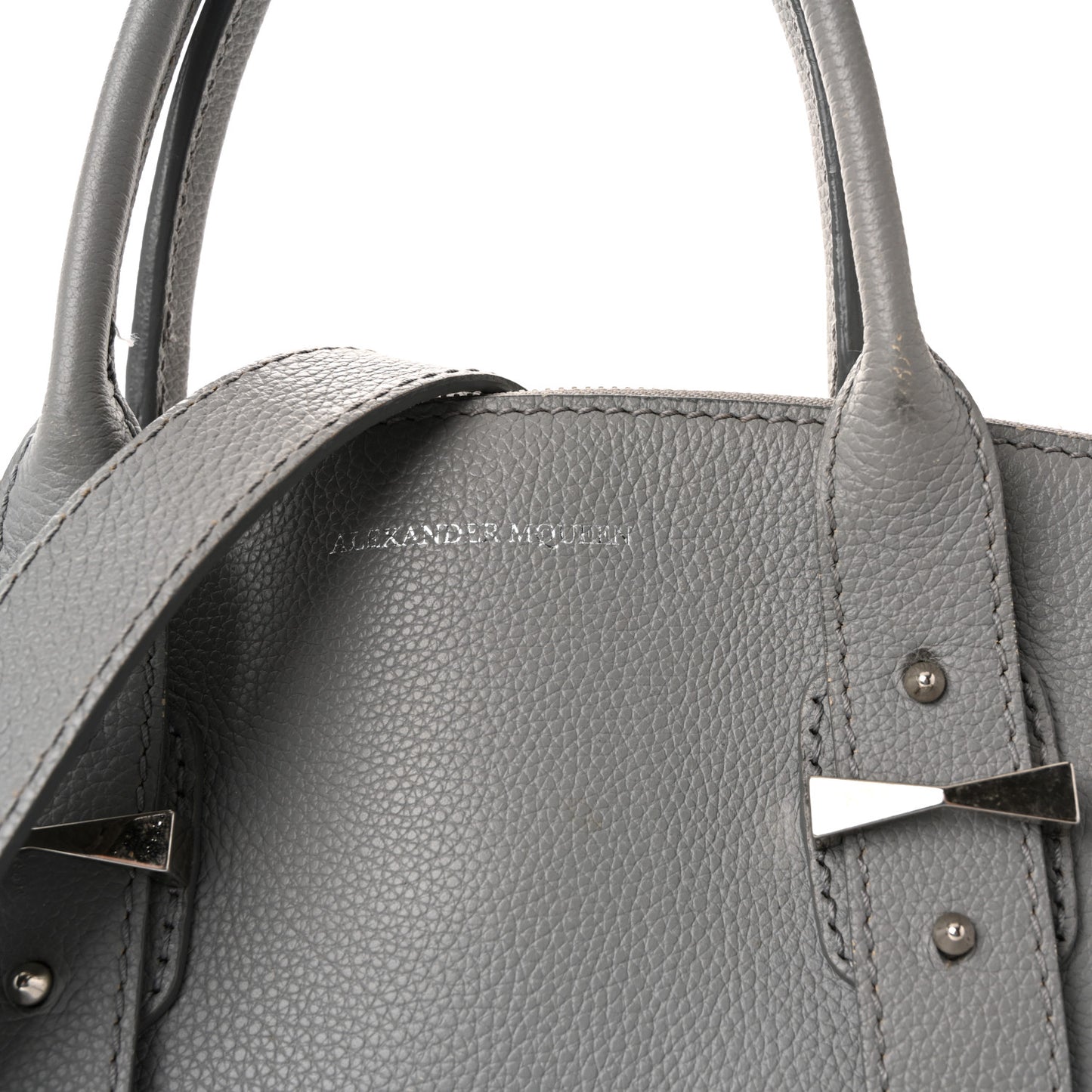 Grained Calfskin Medium Legend Satchel Grey Melange