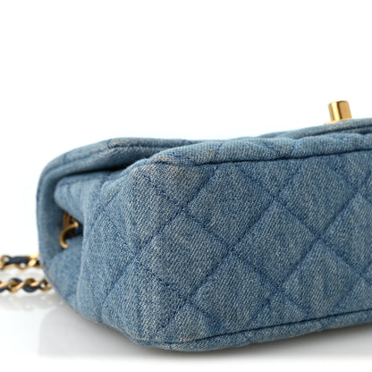 Chanel Denim Quilted Mini Pearl Crush Rectangular Flap Blue 9 of 10
