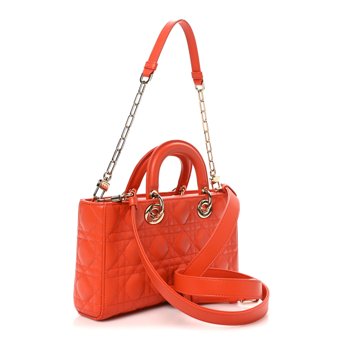 Christian Dior Lambskin Cannage Small Lady D-Joy Orange 3 of 10