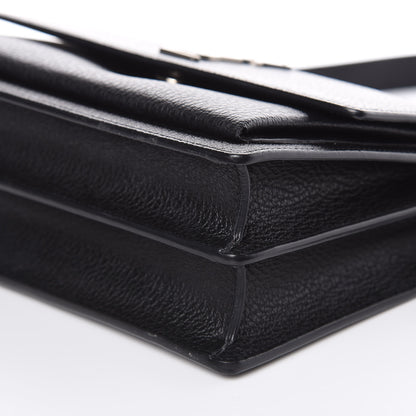 Saint Laurent Grained Calfskin Medium Monogram Sunset Satchel Black 9 of 10