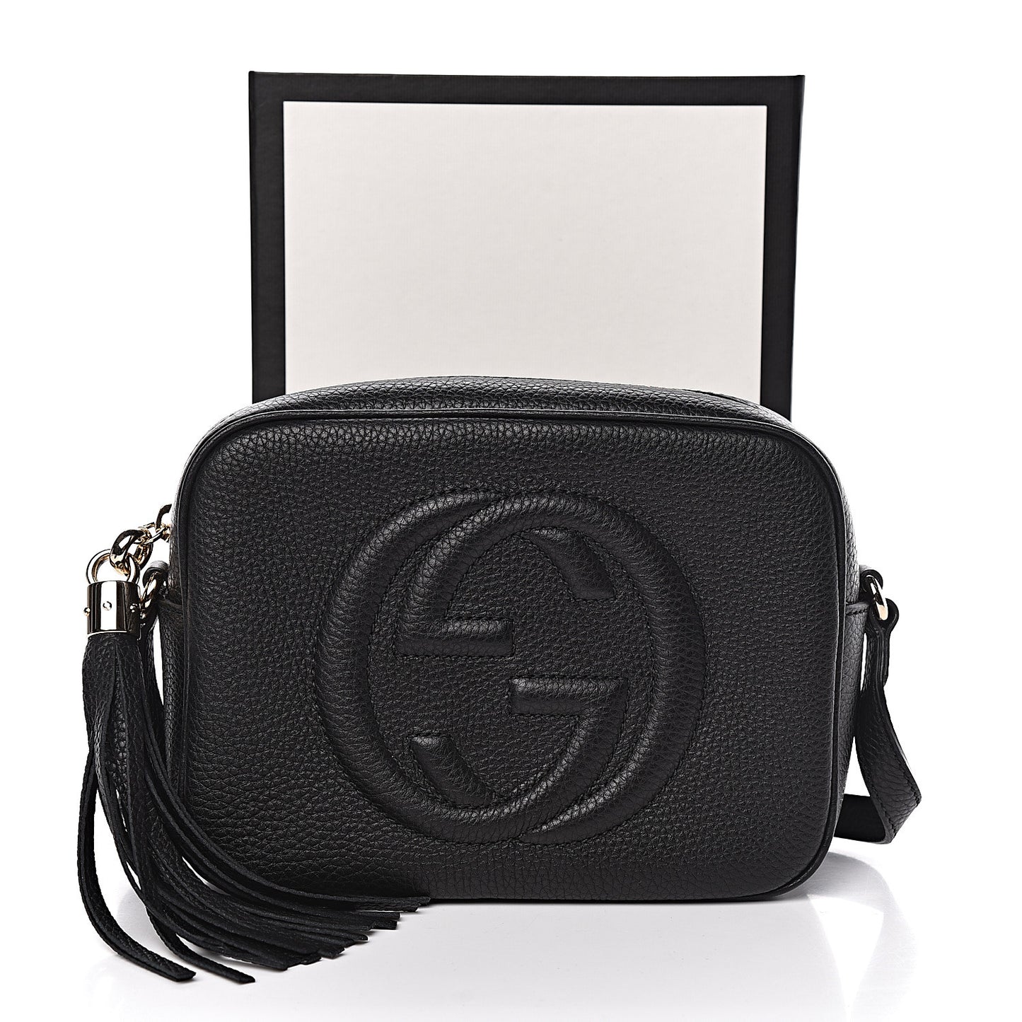 Pebbled Calfskin Small Soho Disco Bag Black