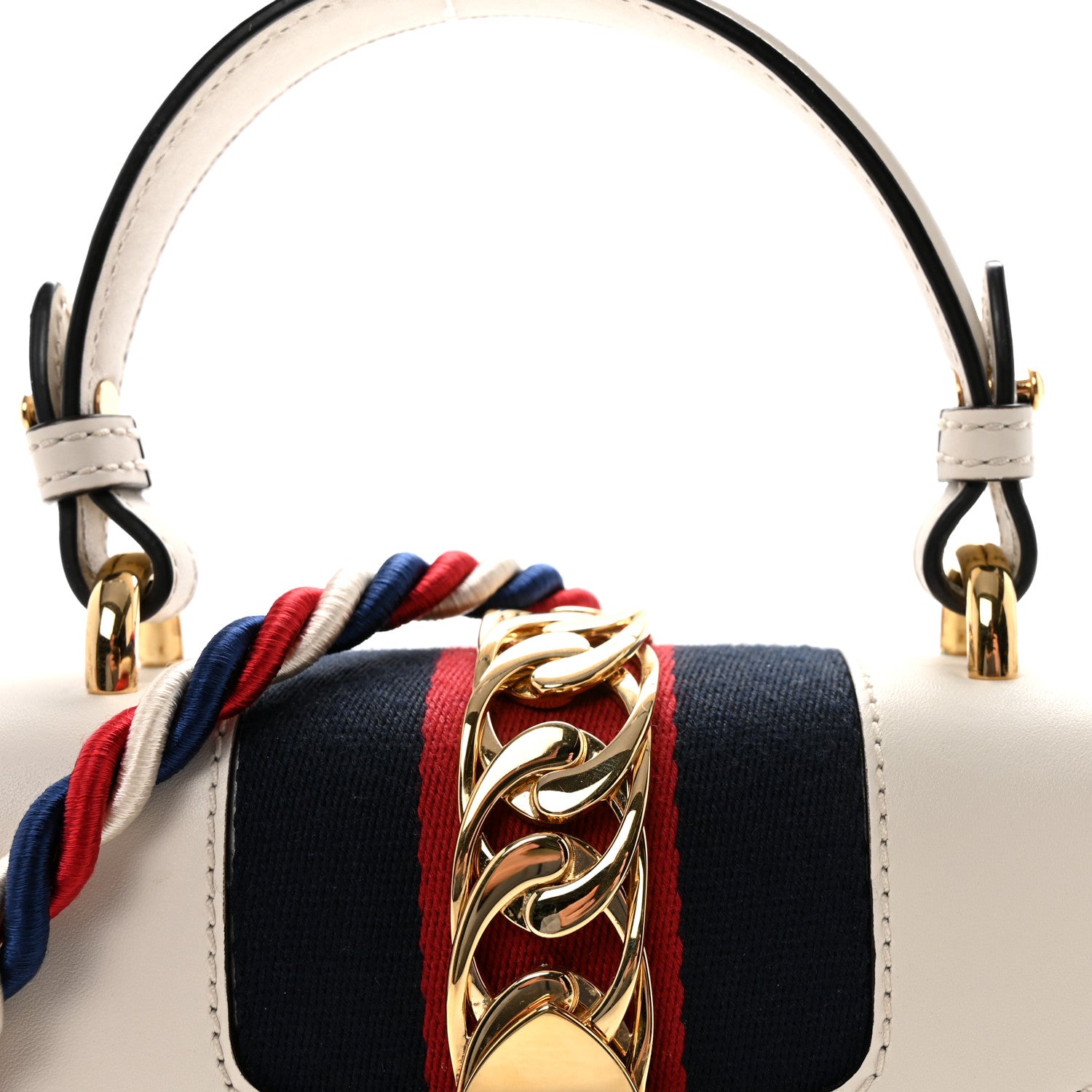 Gucci Calfskin Mini Sylvie Top Handle Bag White 8 of 10