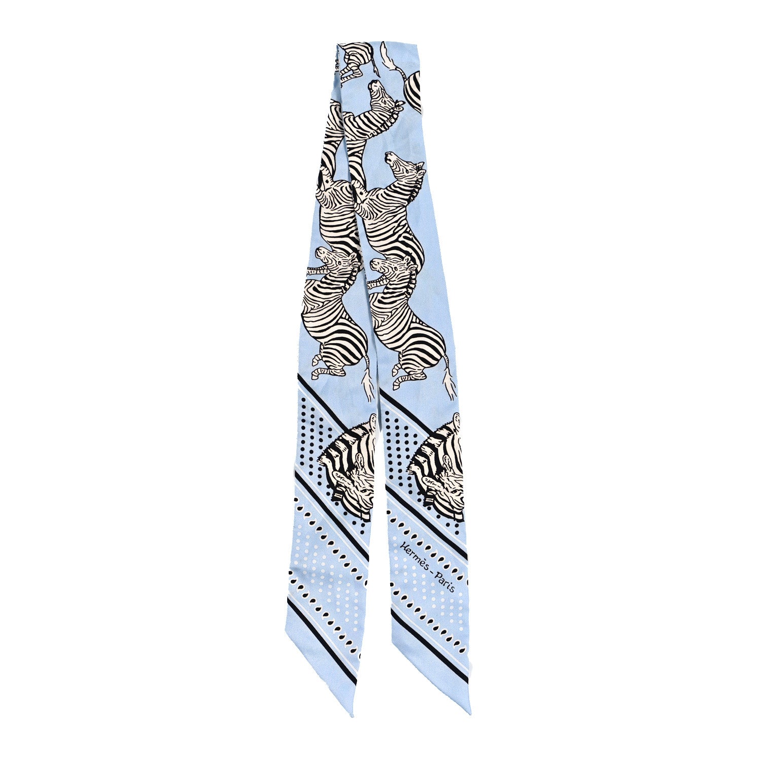 Hermes Silk Les Zebres Twilly Ciel Black White 2 of 3
