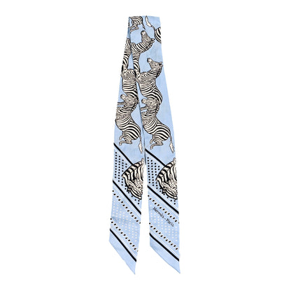 Hermes Silk Les Zebres Twilly Ciel Black White 2 of 3