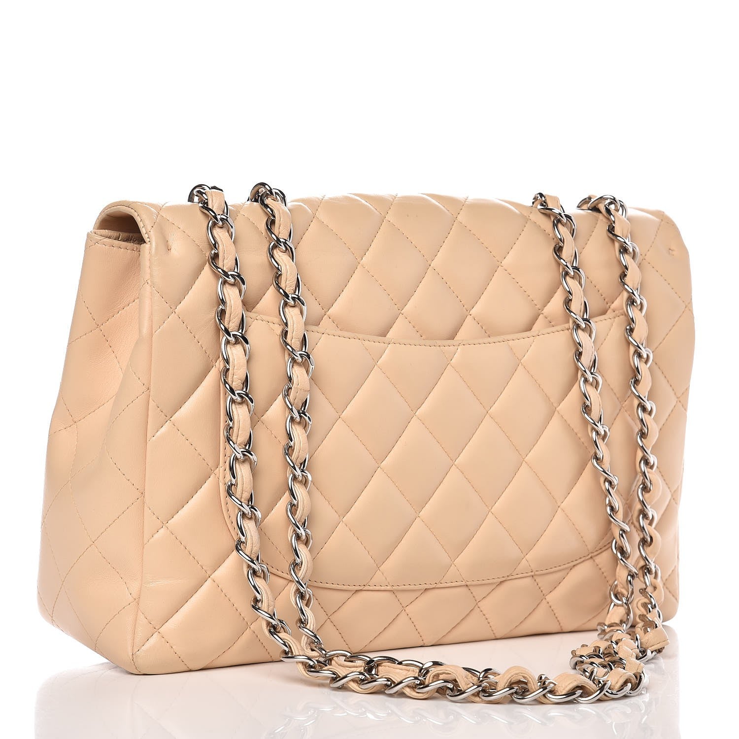 Chanel Lambskin Quilted Jumbo Single Flap Beige 3 of 13