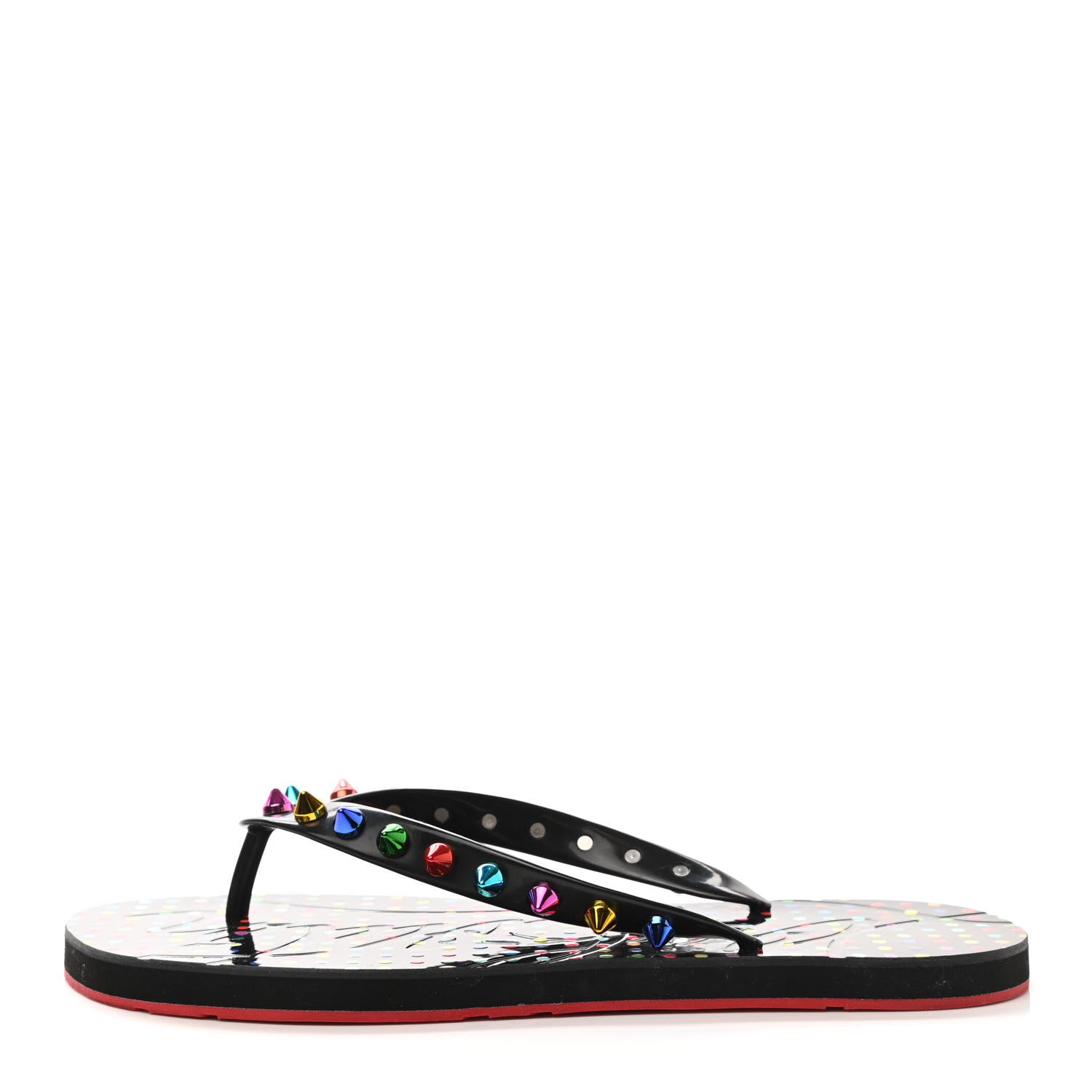 Christian Louboutin Rubber Spike Loubi Donna Flip Flop 39 Black Multicolor 1 of 7