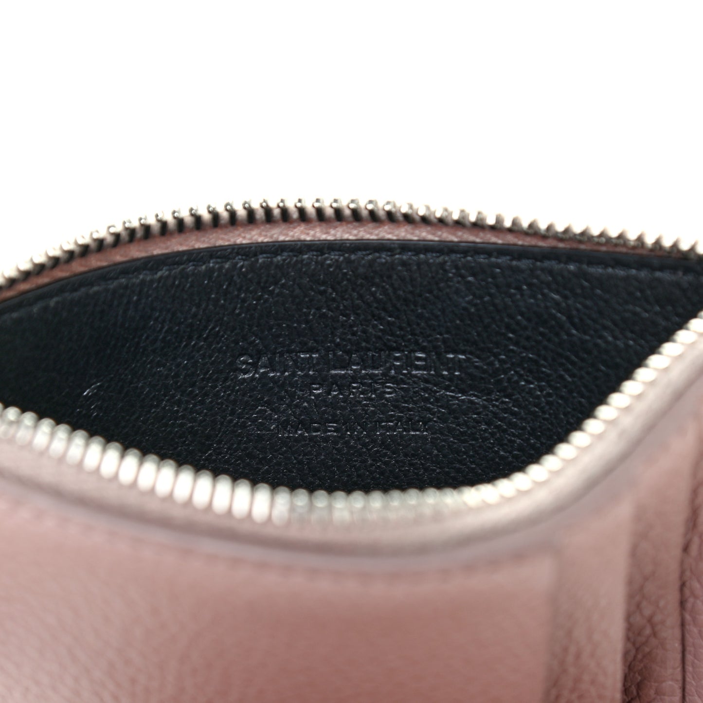 Grained Calfskin 5 Fragments Zip Pouch Card Holder Nude