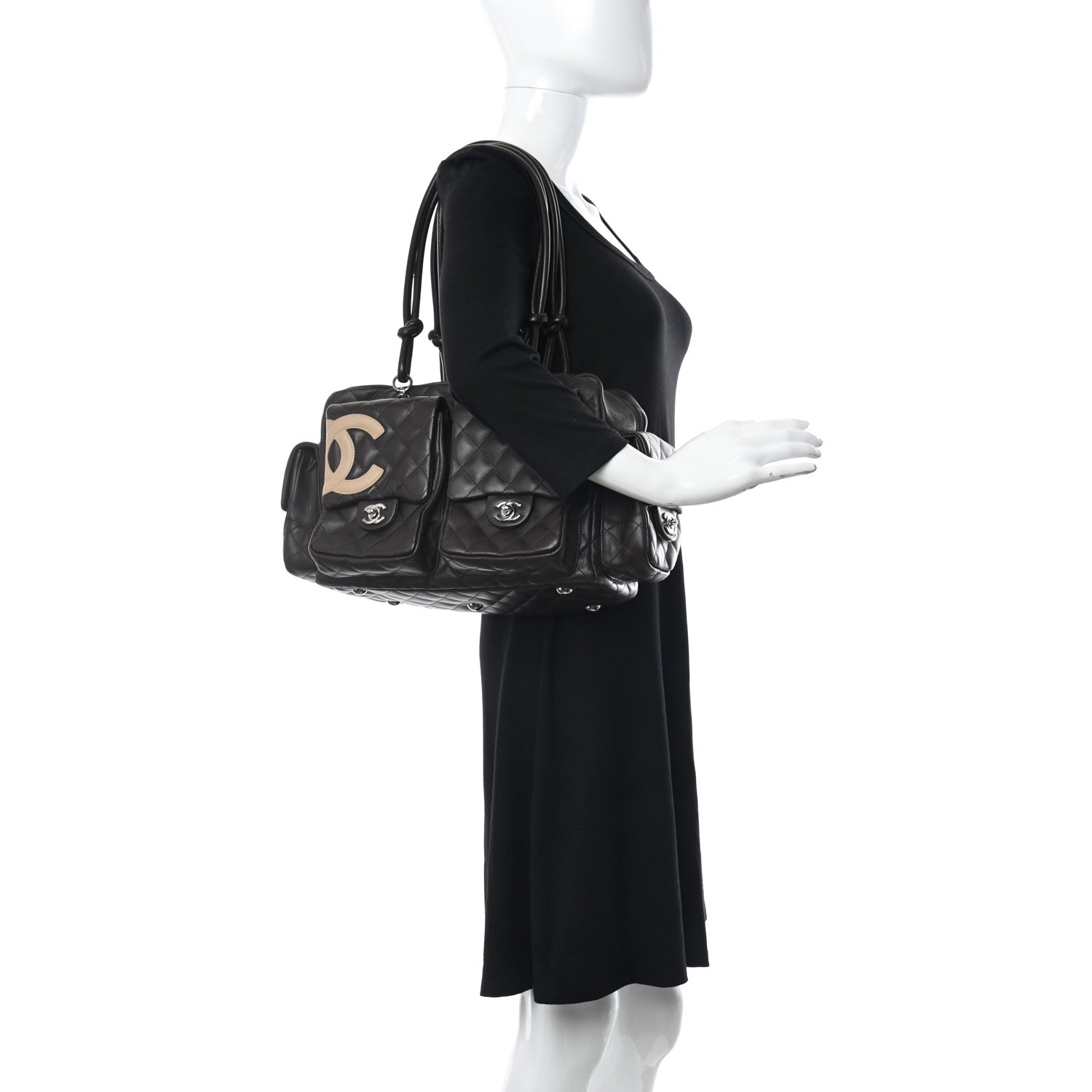 Chanel Calfskin Quilted Large Cambon Multipocket Reporter Brown Beige 2 of 10