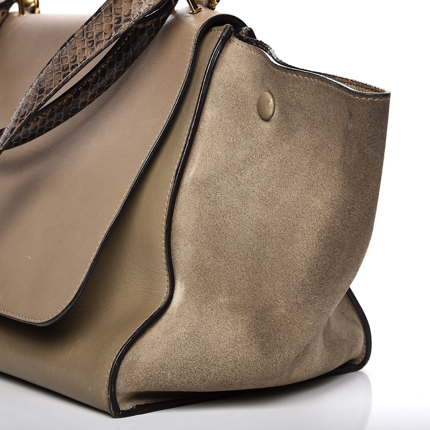 Calfskin Suede Whipsnake Medium Trapeze Black Dune