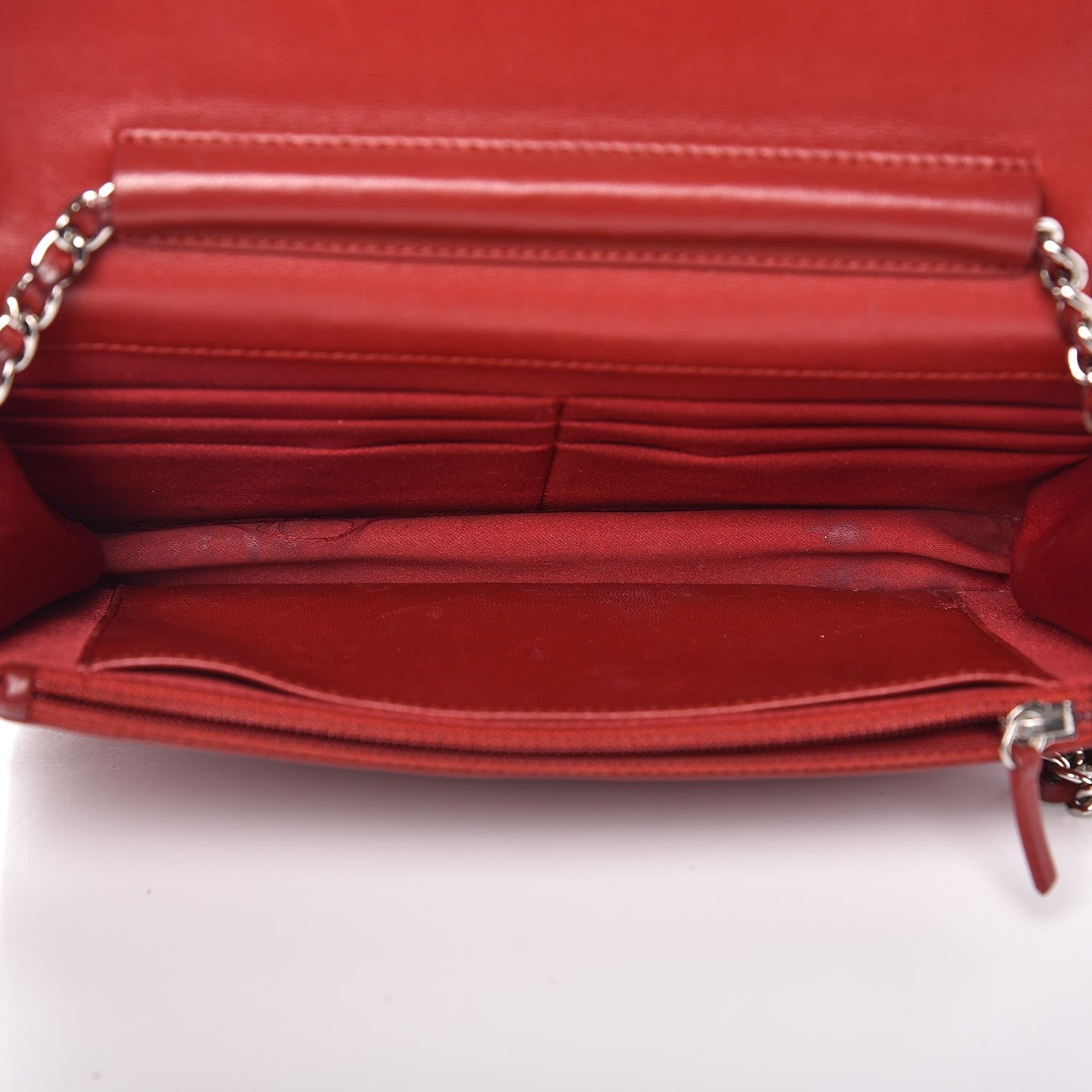 Chanel Lambskin Camellia Embossed Wallet On Chain WOC Dark Red 5 of 18