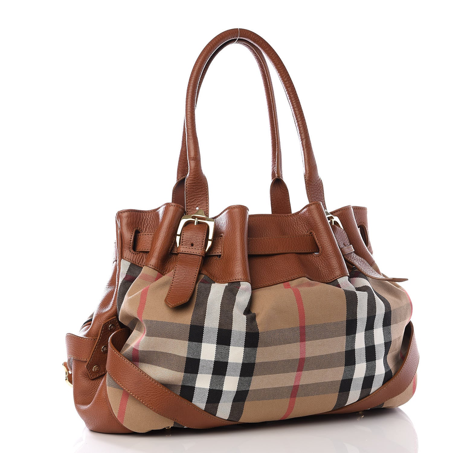 Burberry House Check Buckle Tote Dark Tan 2 of 8