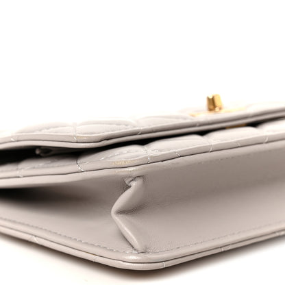 Chanel Lambskin Quilted CC Pearl Crush Wallet on Chain WOC Grey 10 of 12