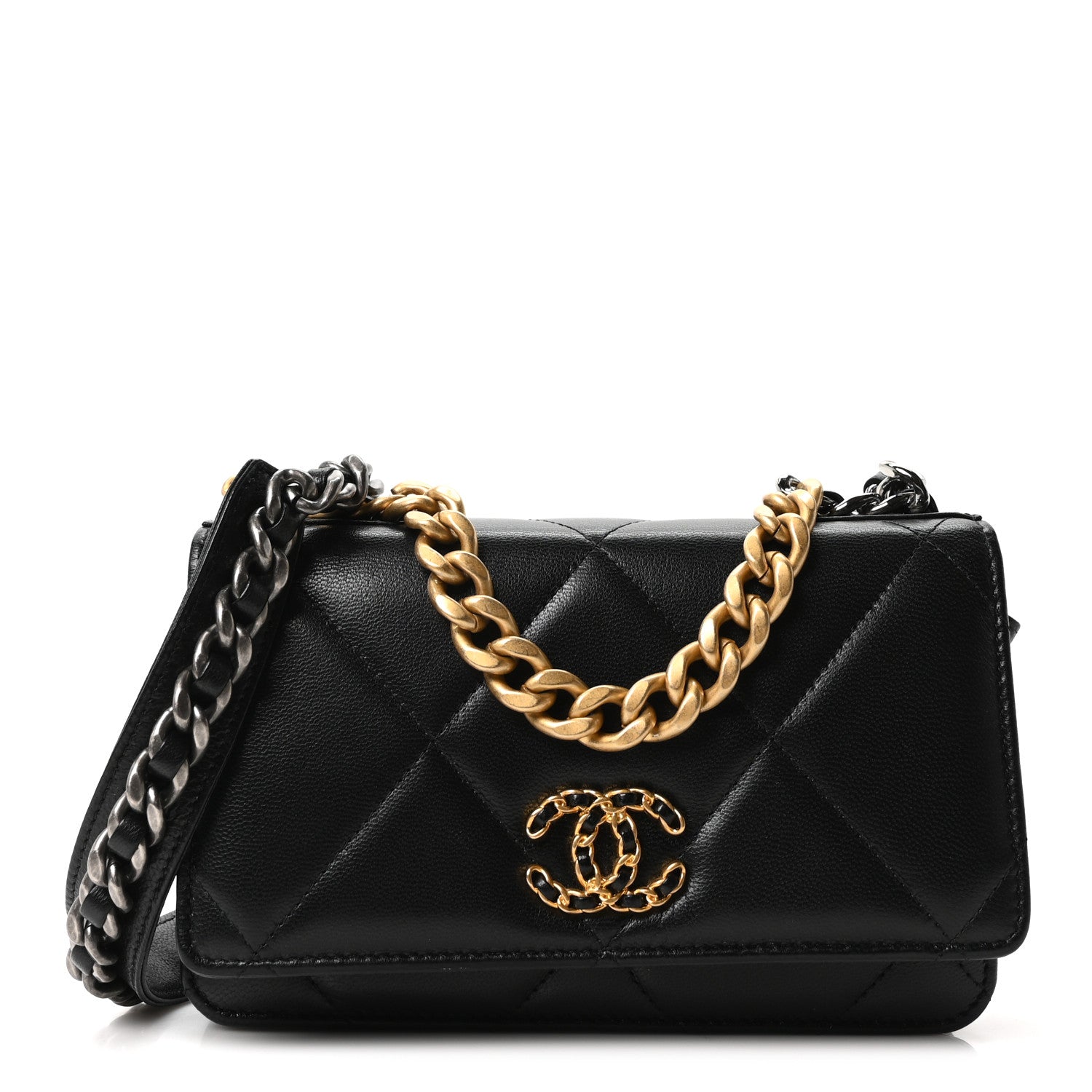Chanel Lambskin Quilted Chanel 19 Wallet On Chain WOC Black 1 of 11