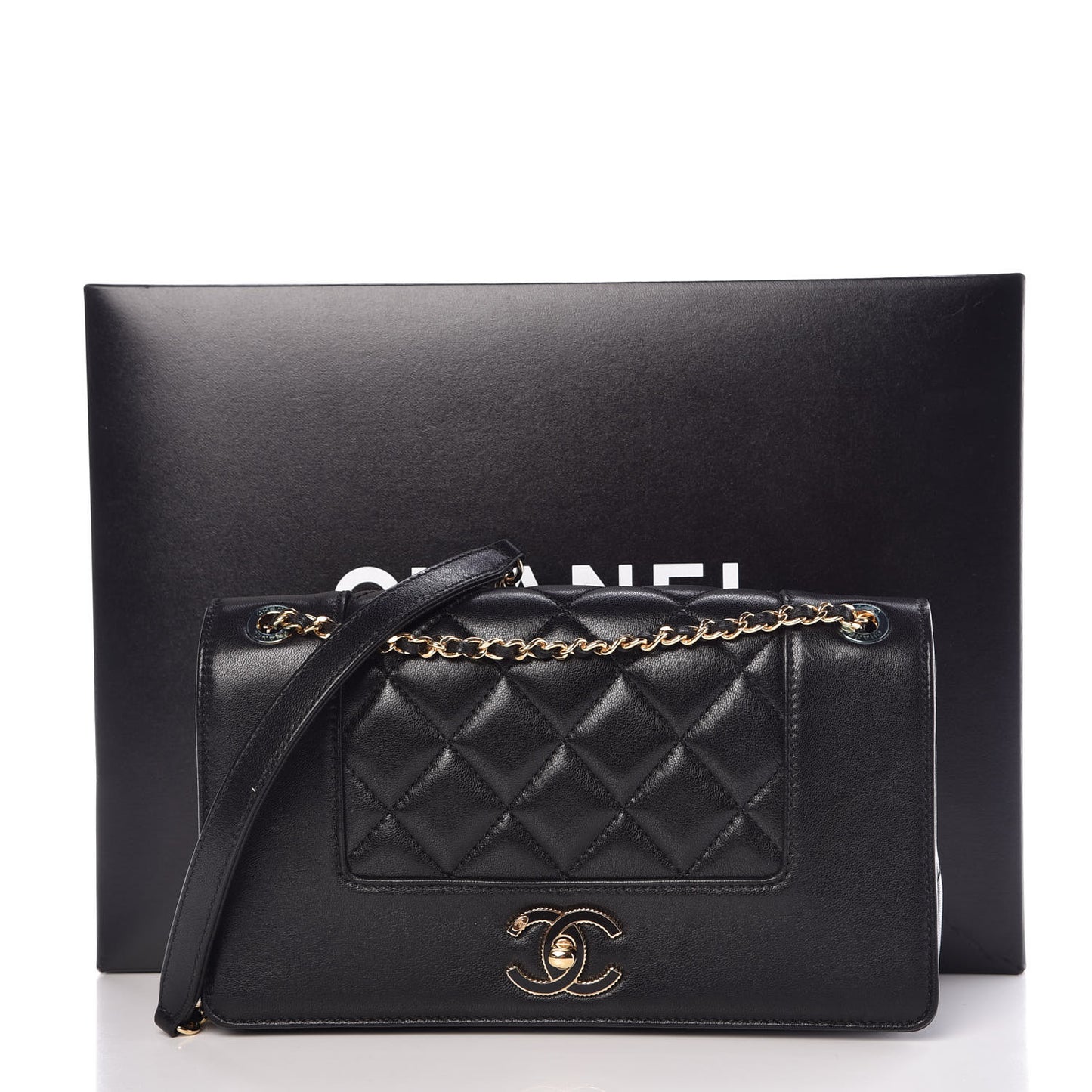 Sheepskin Quilted Medium Vintage Mademoiselle Flap Black