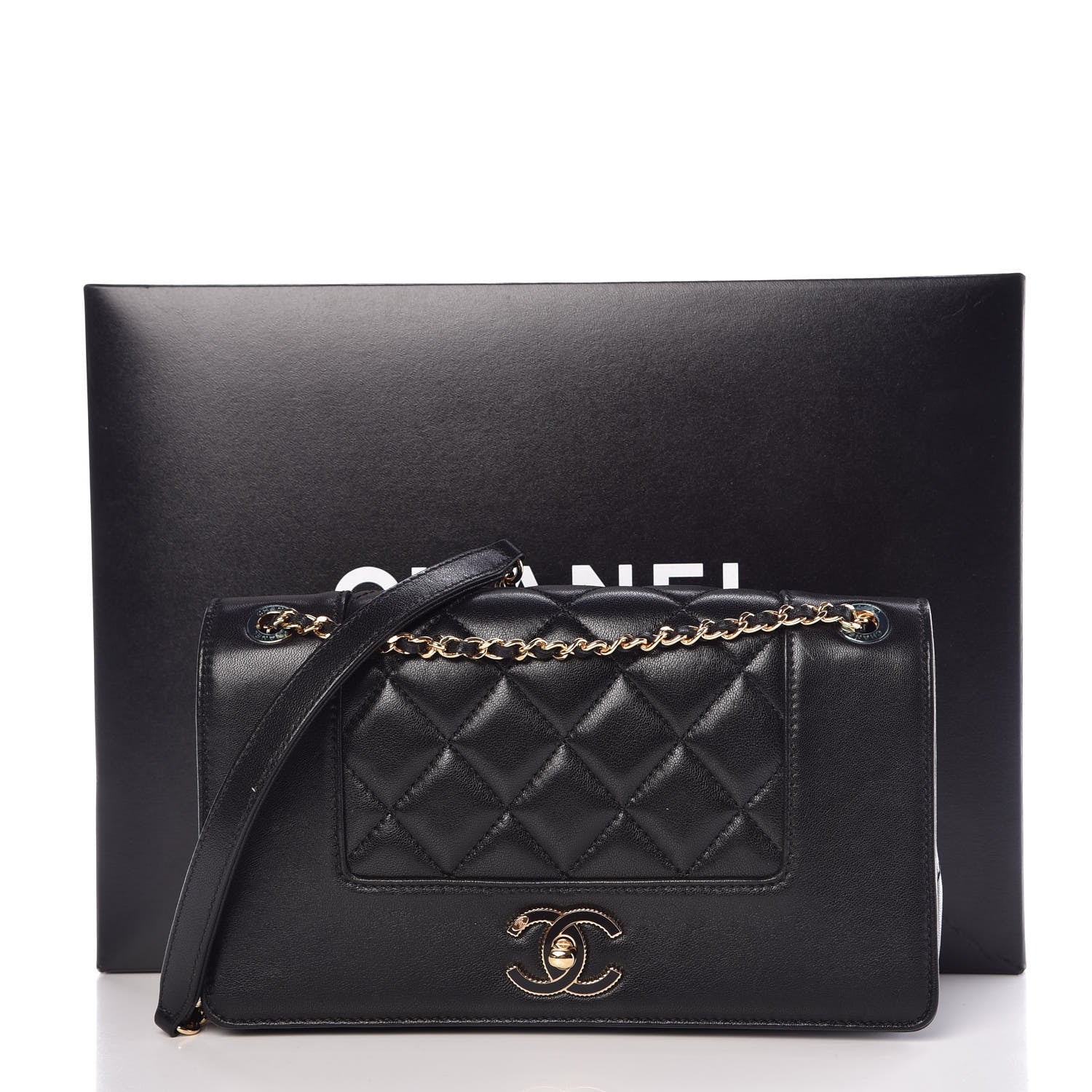 Chanel Sheepskin Quilted Medium Vintage Mademoiselle Flap Black 8 of 8