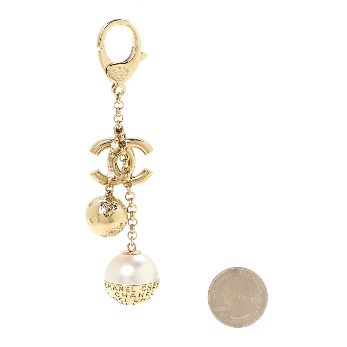 Chanel Metal Pearl CC Key Chain Gold 2 of 4