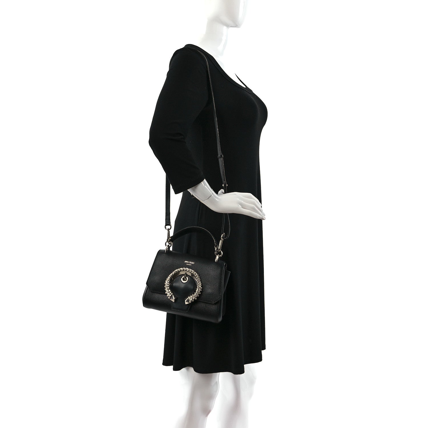 Jimmy Choo Calfskin Mini Madeline Top Handle Satchel Black 2 of 9