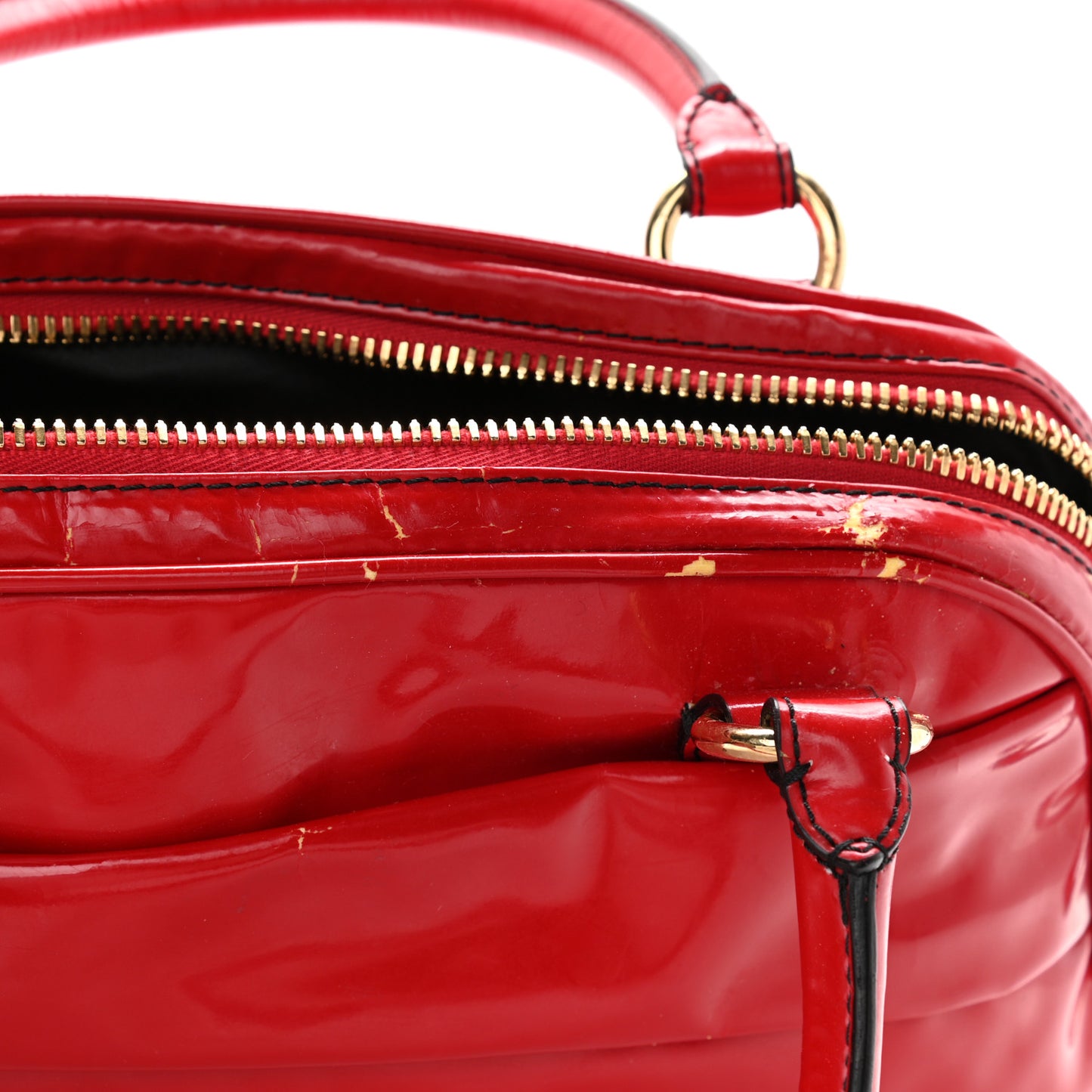 Patent Lacca Bow Bowling Bag Red