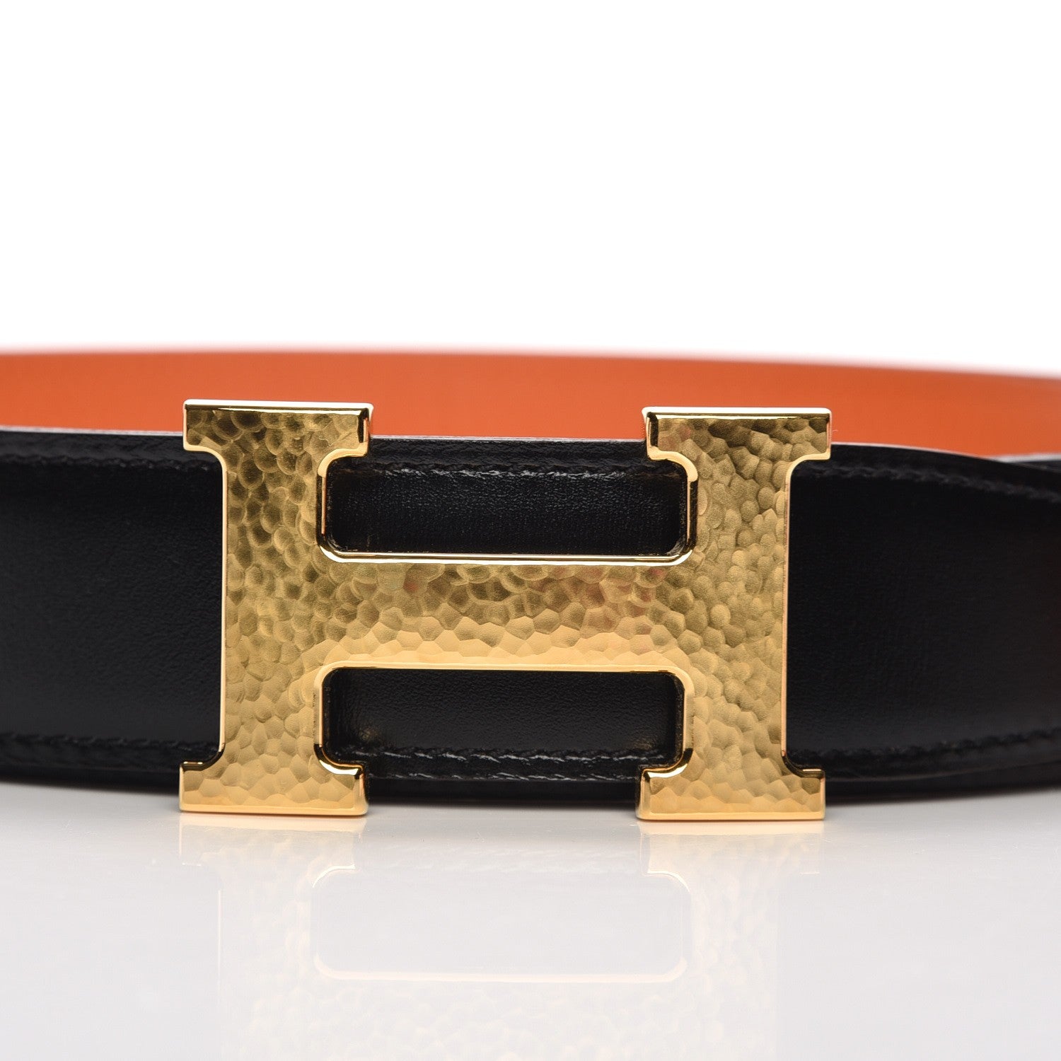 Hermes Box Togo 32mm H Belt 100 Black Orange 8 of 14