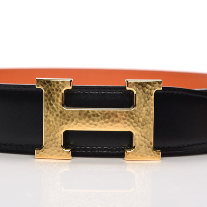 Hermes Box Togo 32mm H Belt 100 Black Orange 8 of 14