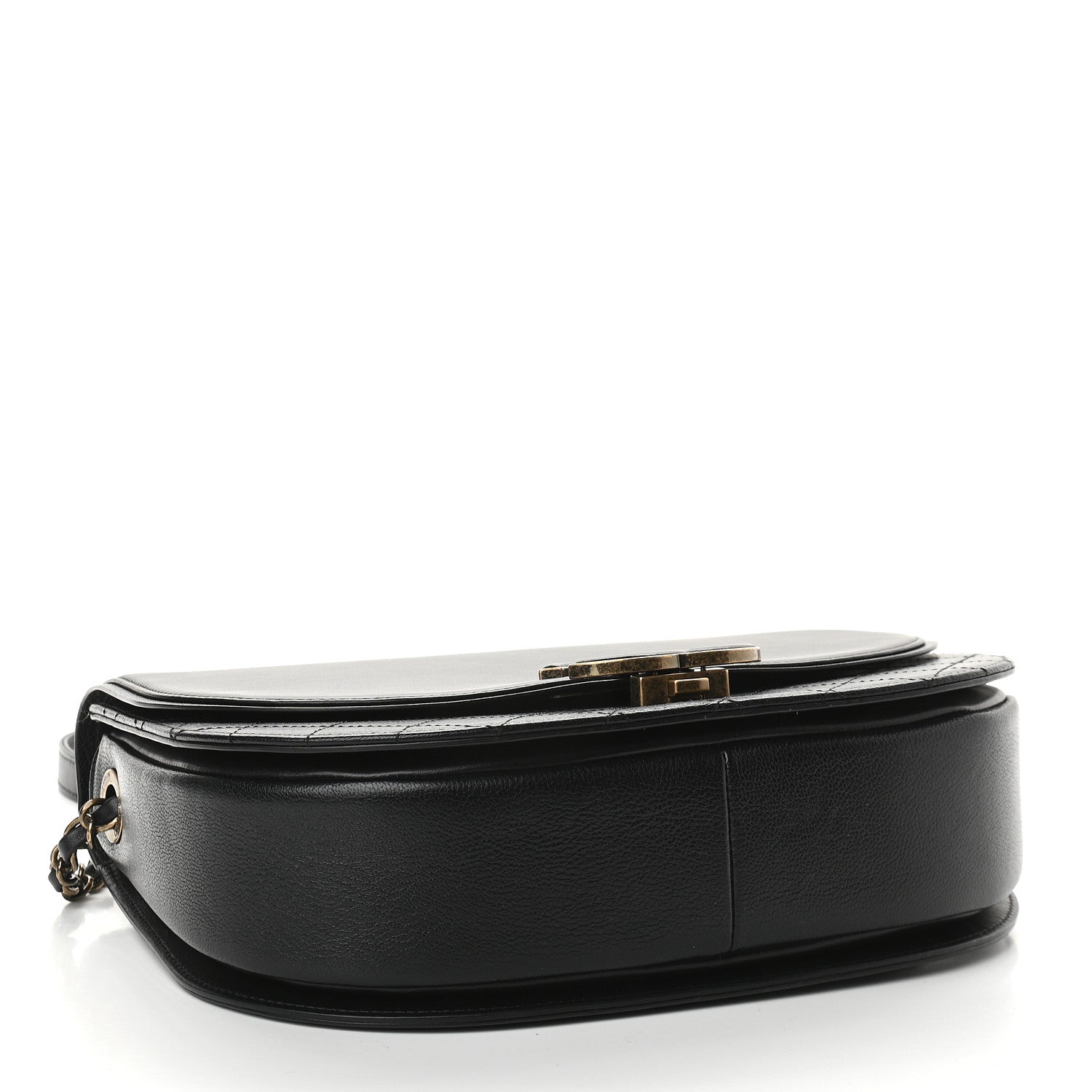 Chanel Shiny Calfskin Goatskin Quilted Medium Coco Curve Messenger Flap Black 4 of 9