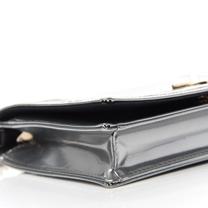 Christian Dior Metallic Patent Micro-Cannage Diorama Wallet on Chain Pouch Silver 6 of 10