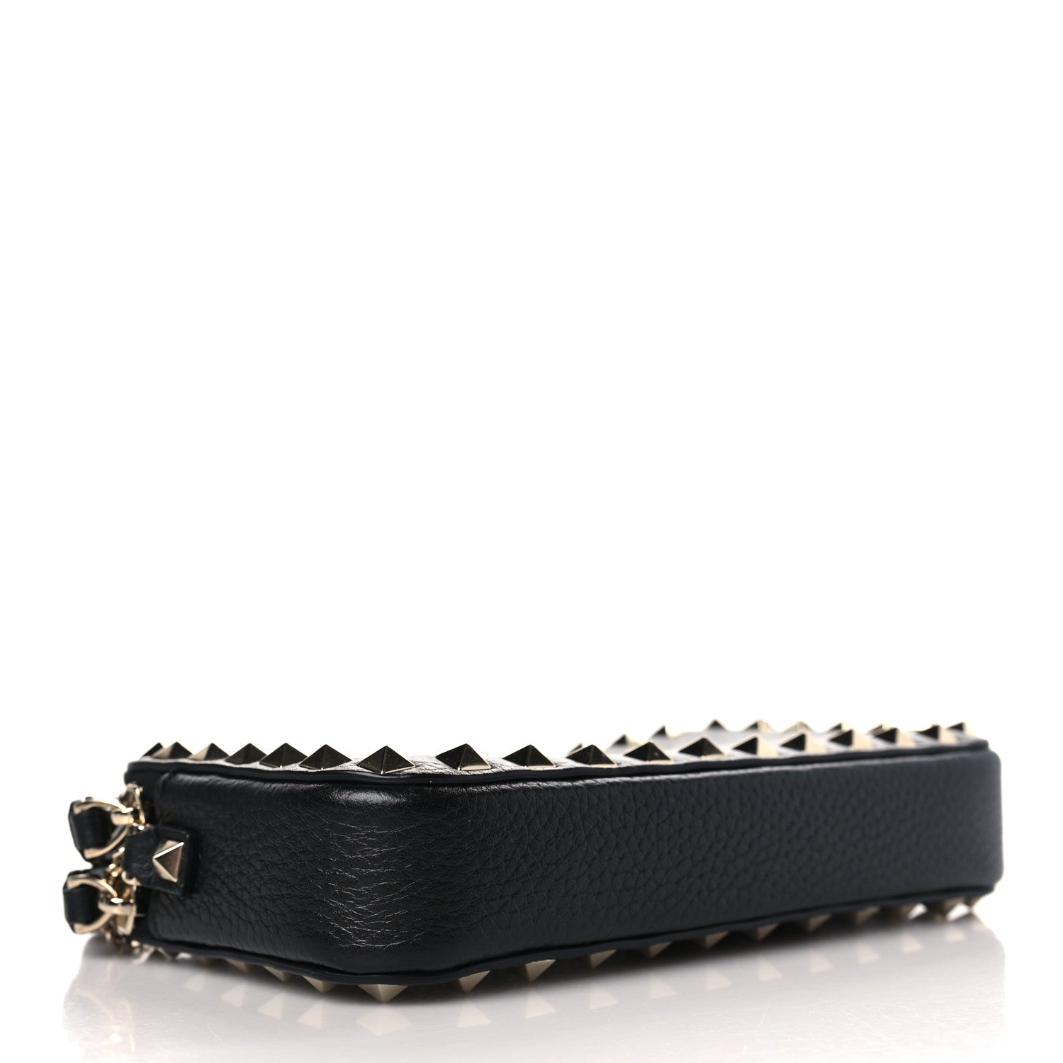 Valentino Garavani Pebbled Calfskin Rockstud Small Chain Shoulder Bag Black 4 of 10