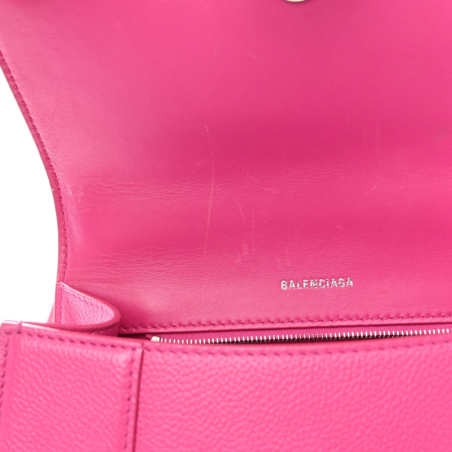Balenciaga Grained Calfskin Tonal B Small Hourglass Top Handle Bag Acid Fuchsia 12 of 13
