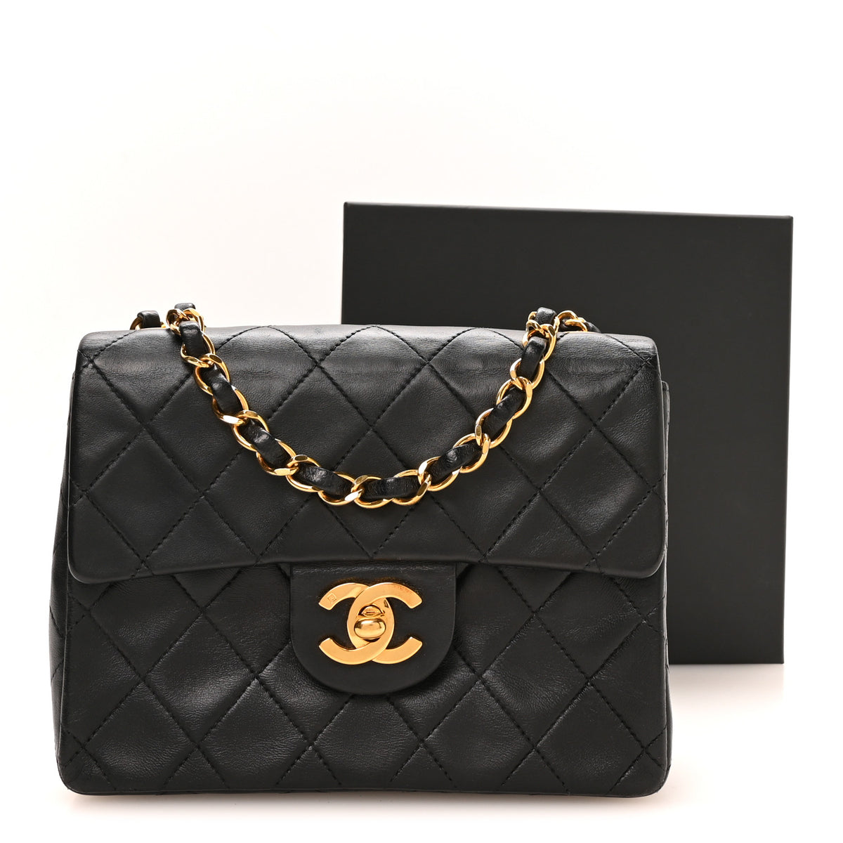 Chanel Lambskin Quilted Mini Square Flap Bag Black 10 of 10