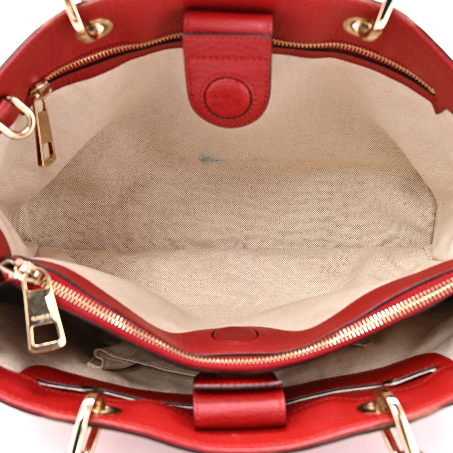 Gucci Pebbled Calfskin Medium Bamboo Shopper Tote Red 5 of 15