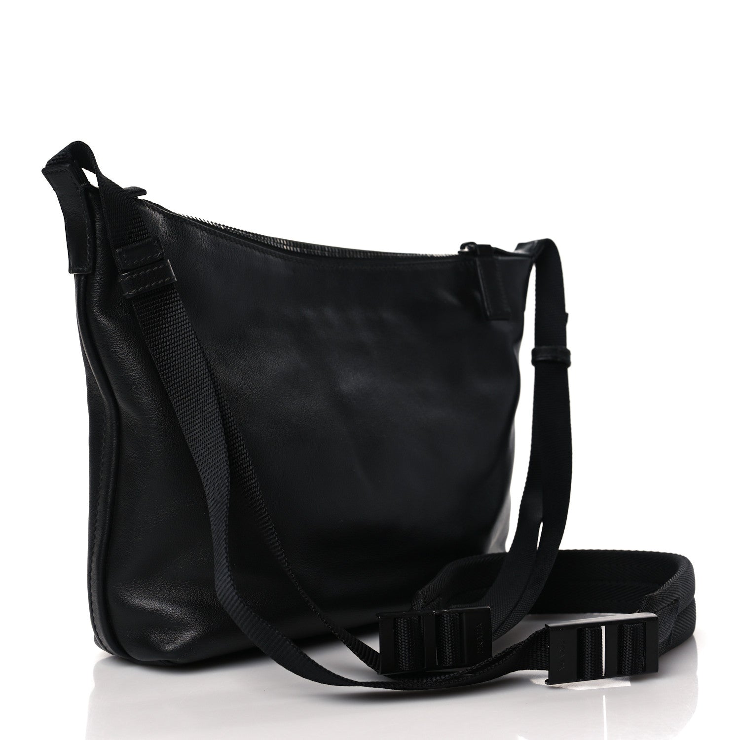 Prada Calfskin Nylon Messenger Bag Black 3 of 10