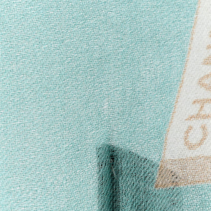 Chanel Cashmere Labels Fringe Scarf Blue Multicolor 4 of 6