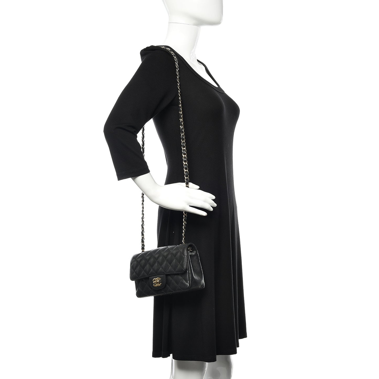 Caviar Quilted Mini Rectangular Flap Black