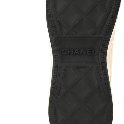 Chanel Velvet Calfskin Mixed Fibers CC Sneakers 39.5 Ivory Black 6 of 9