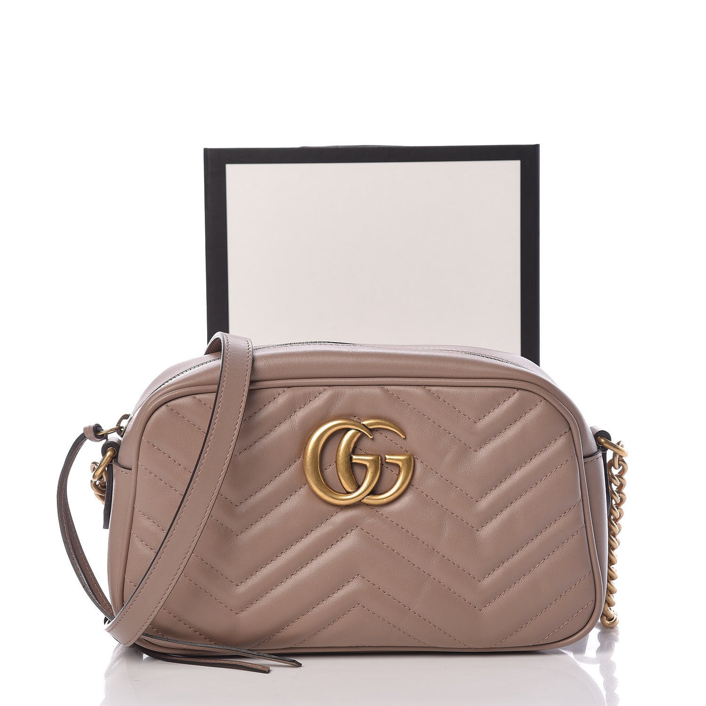 Calfskin Matelasse Small GG Marmont Chain Shoulder Bag Porcelain Rose
