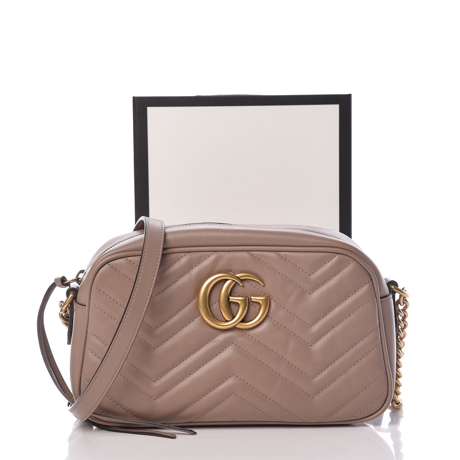 Gucci Calfskin Matelasse Small GG Marmont Chain Shoulder Bag Porcelain Rose 15 of 15