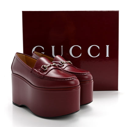 Gucci Ancora Calfskin Womens Horsebit Platform Loafers 36.5 Rosso 13 of 13