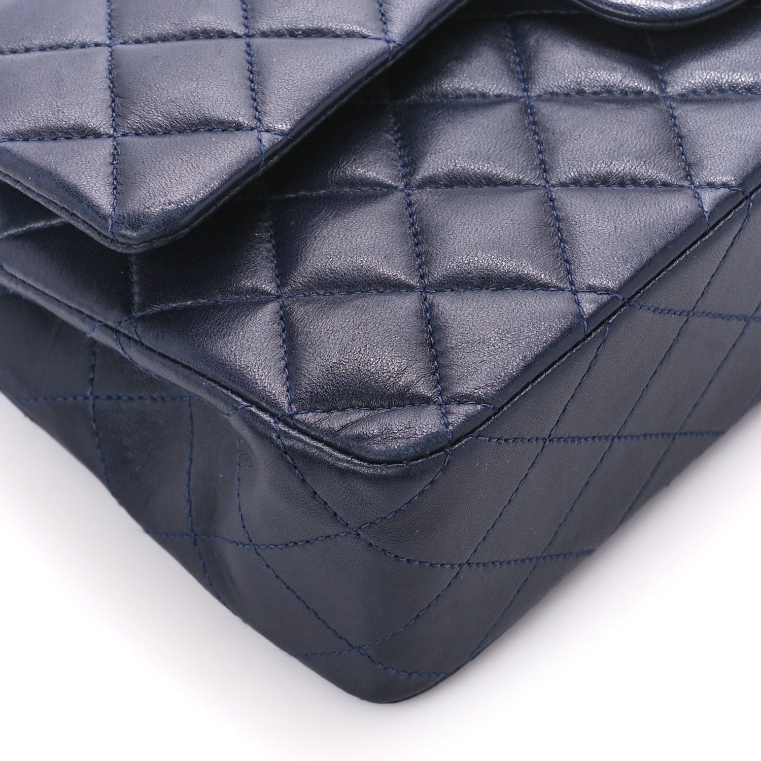 Chanel Lambskin Quilted Medium Double Flap Navy 10 of 12