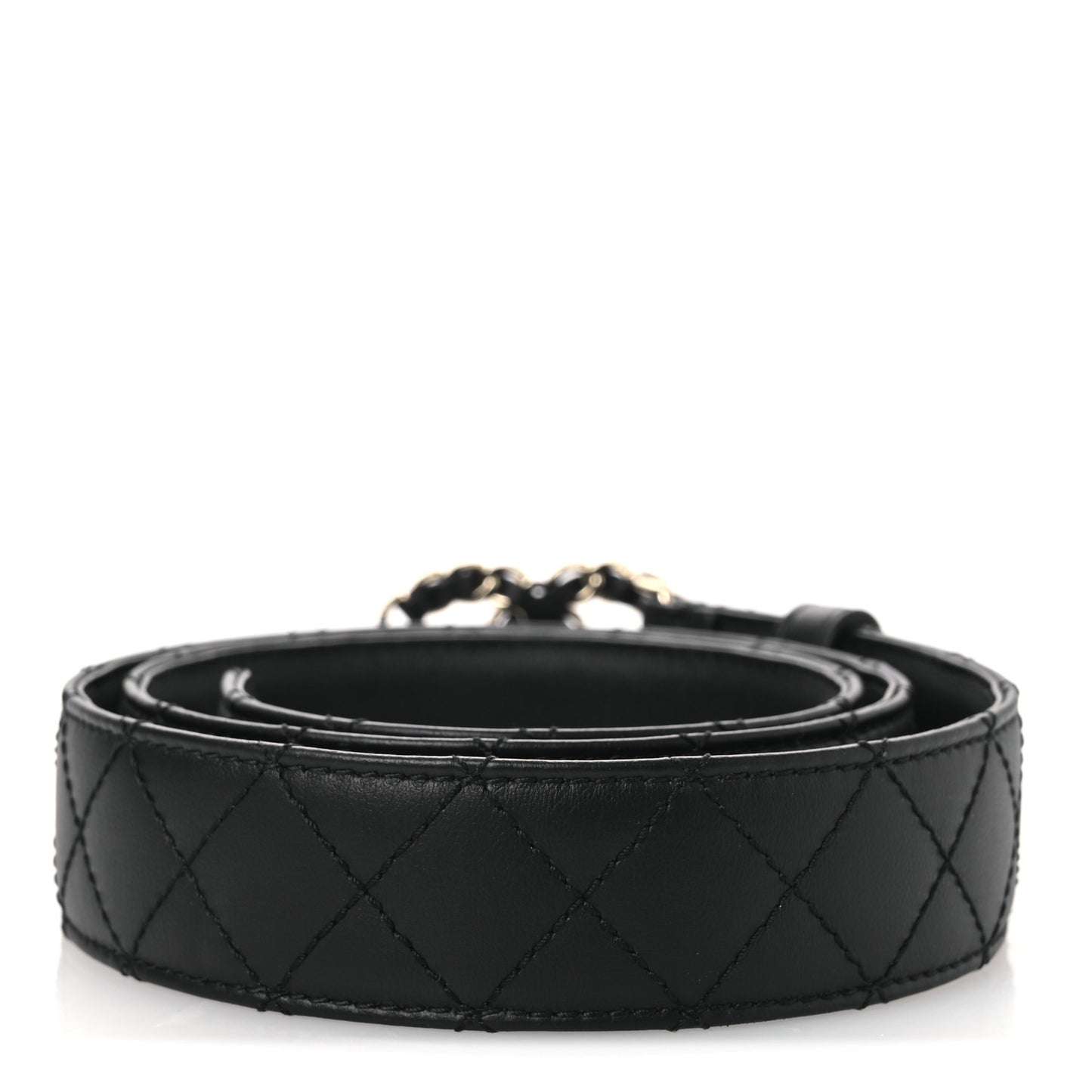 Lambskin Quilted CC Chain Belt 85 34 Black