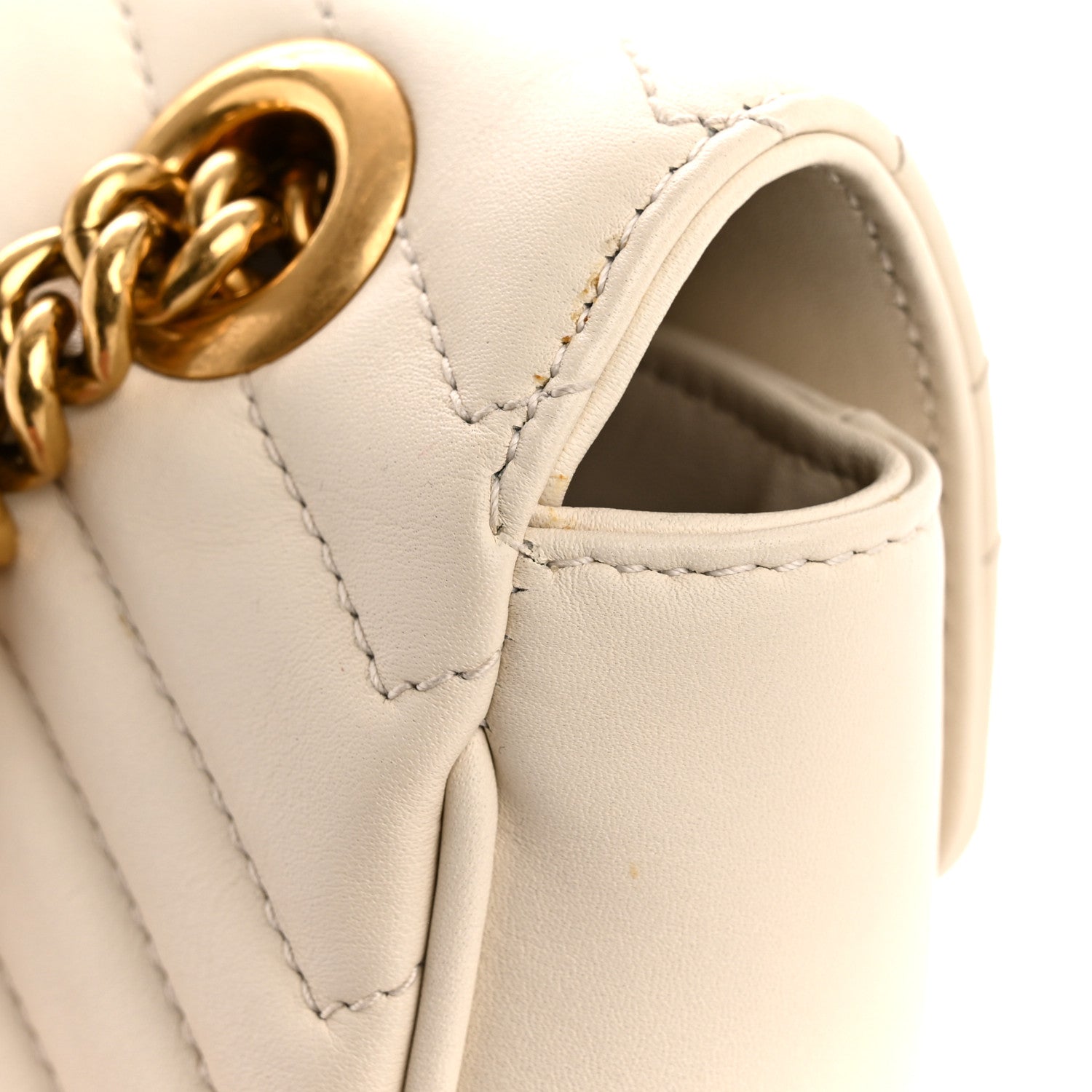 Gucci Calfskin Matelasse Small GG Marmont Shoulder Bag White 11 of 12