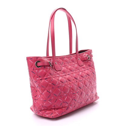 Christian Dior Coated Canvas Cannage Medium Panarea Tote Raspberry Multicolor 3 of 9