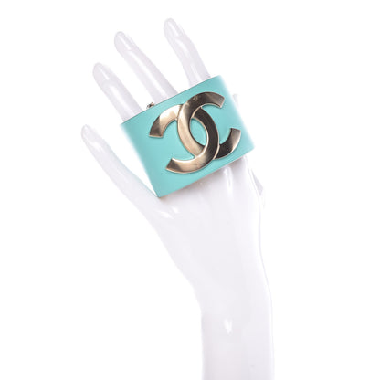 Chanel Calfskin CC Wide Cuff Light Green 2 of 6