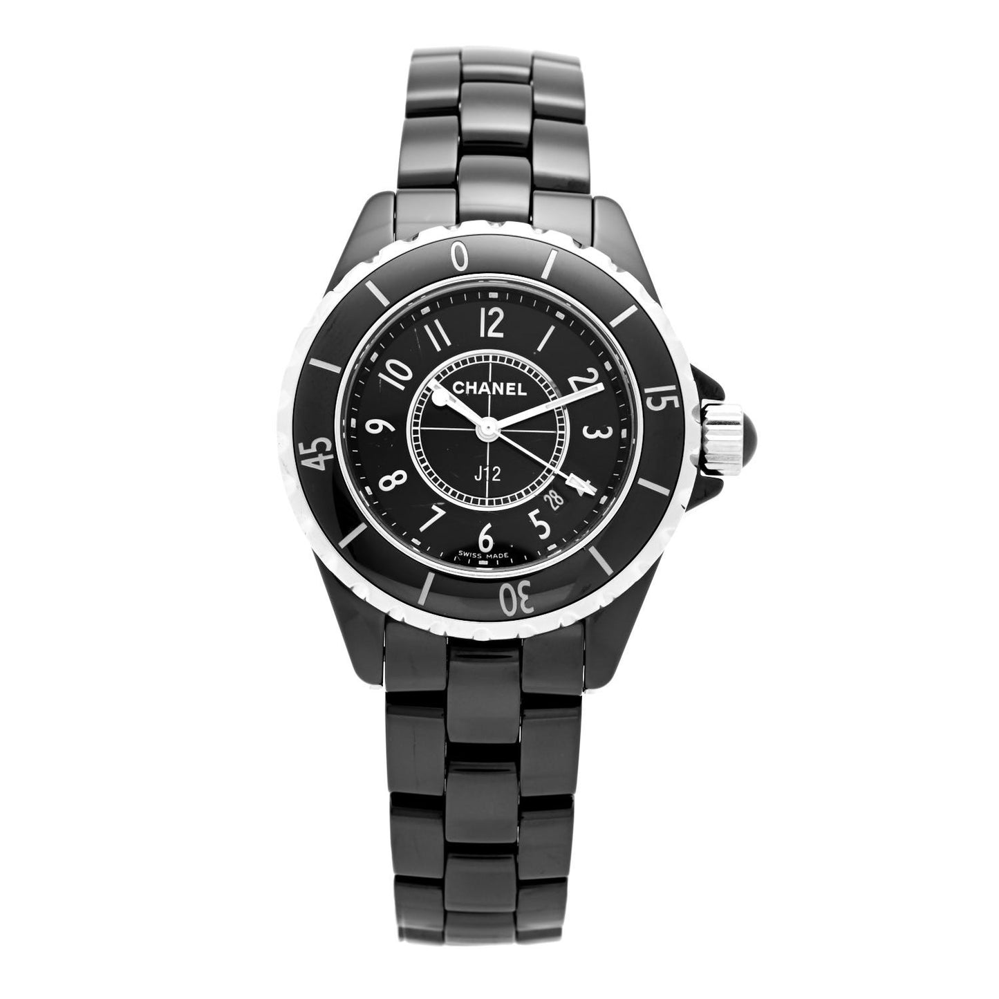 Stainless Steel Ceramic 33mm J12 Quartz Watch Black