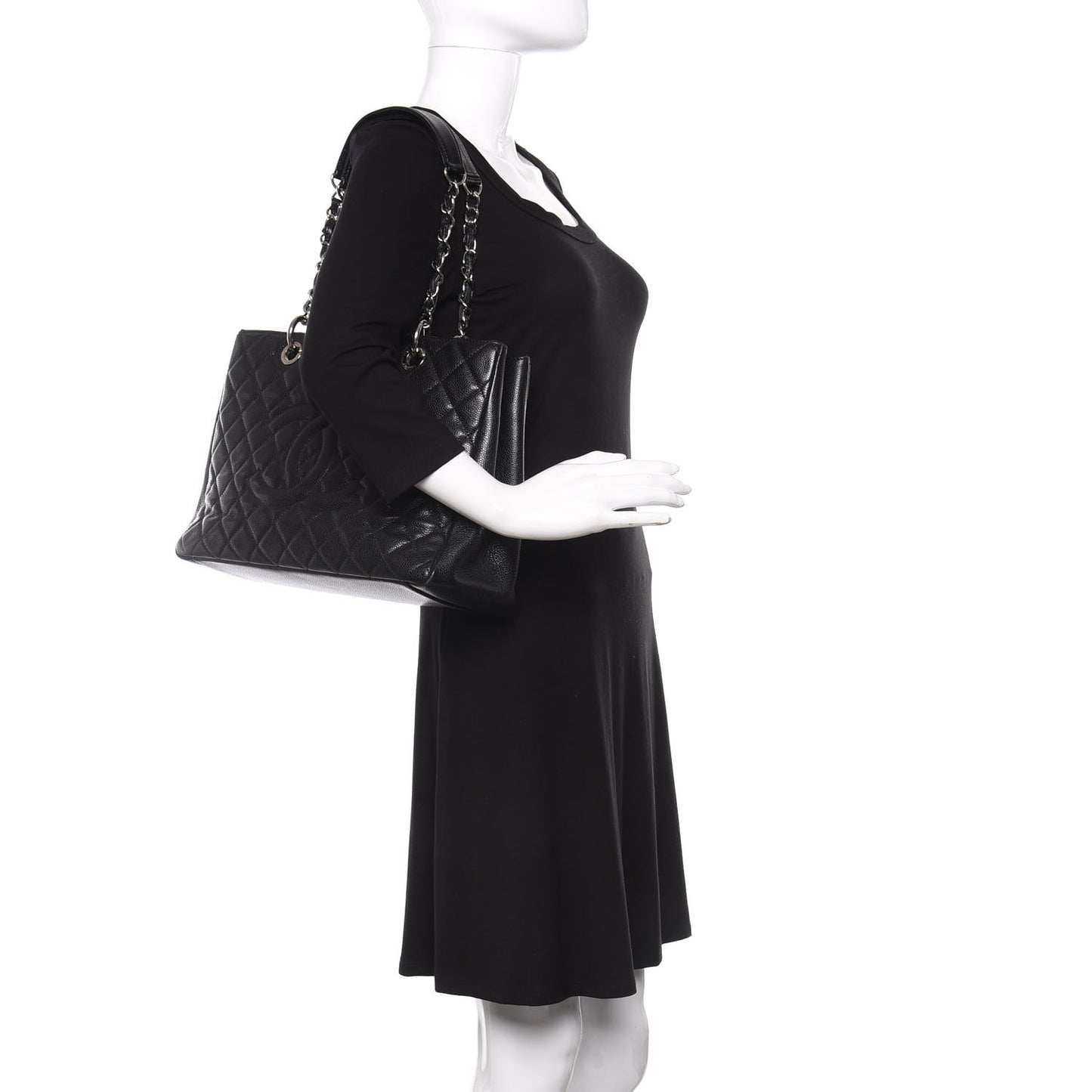 Caviar Quilted Grand Shopping Tote GST Black