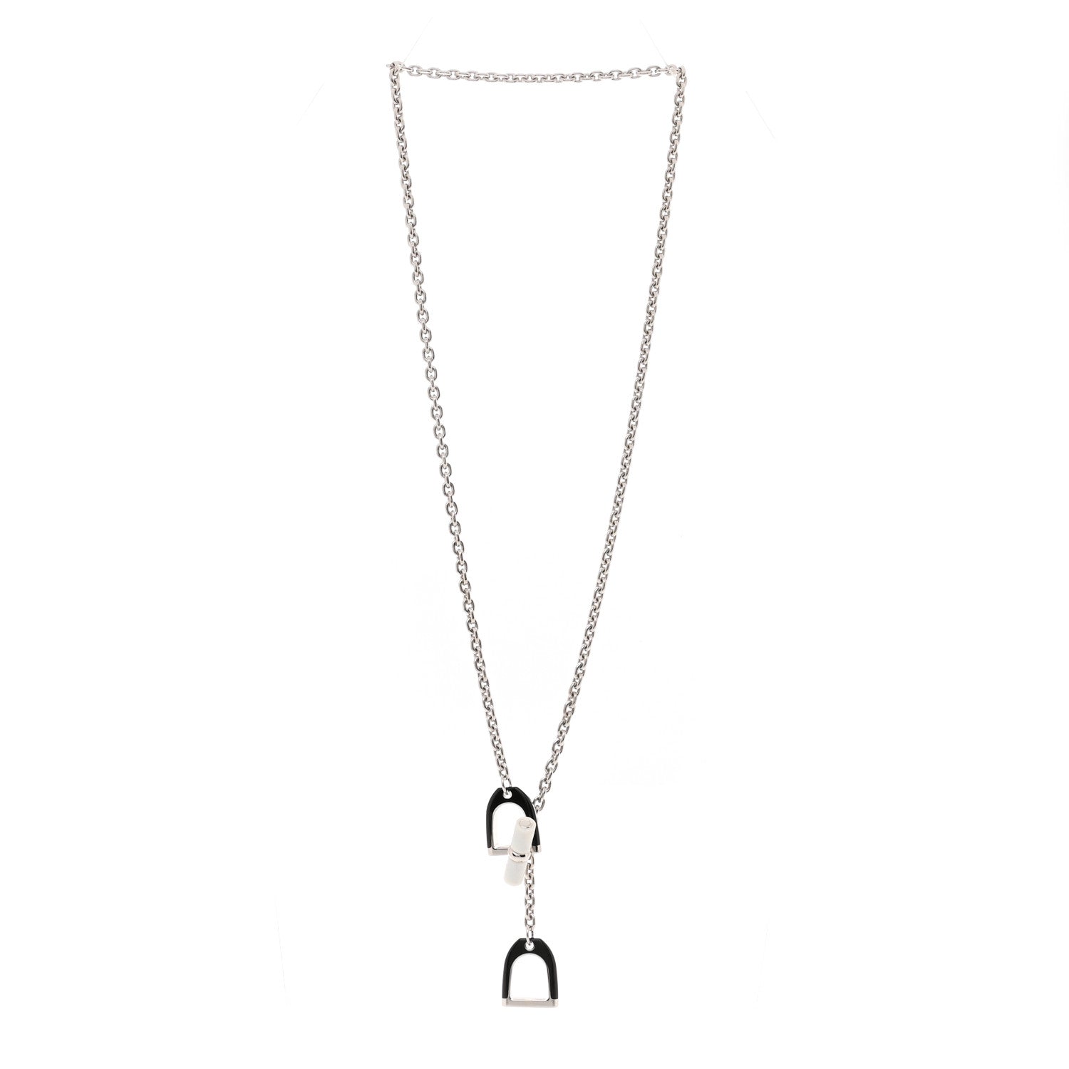 Hermes Palladium Lacquered Etrier Necklace Black 3 of 7